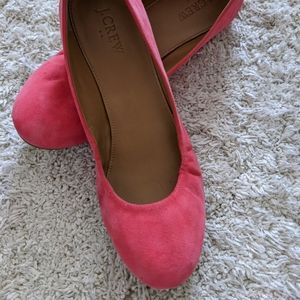 JCrew factory suede hot pink flats